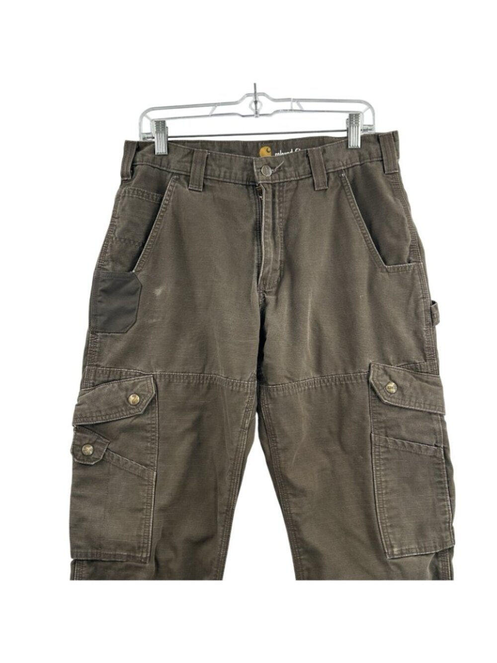 Carhartt B342 DFE Mens 32x32 Ripstop Double Front Knee Utility Cargo Pants Brown - Picture 9 of 16